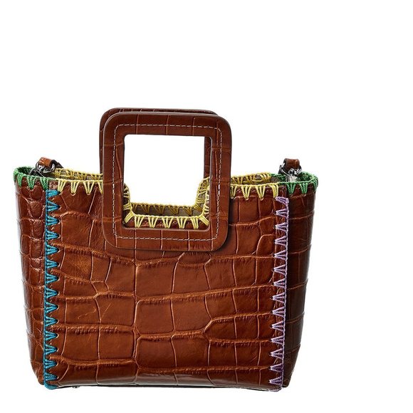 STAUD Shirley Mini Croc-Embossed Leather Tote - Picture 2 of 5